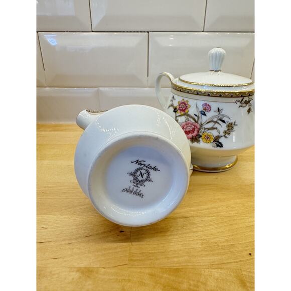 Noritake Asian Dreams 2502 Gold Trim Fine China Creamer And Sugar Bowl - Picture 4 of 4